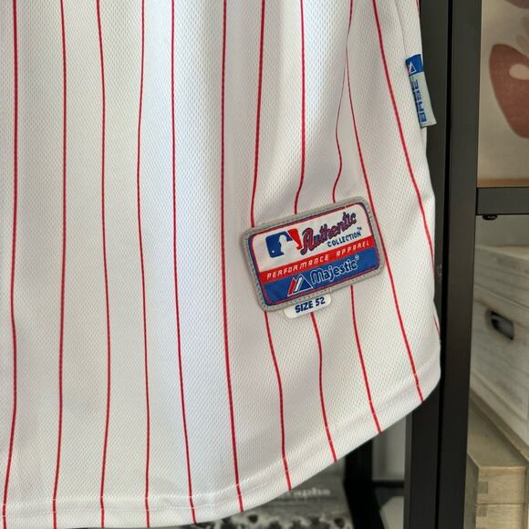 Philadelphia Phillies Hunter Pence #3 White Red Striped Baseball Jersey Size 52 - Picture 4 of 9